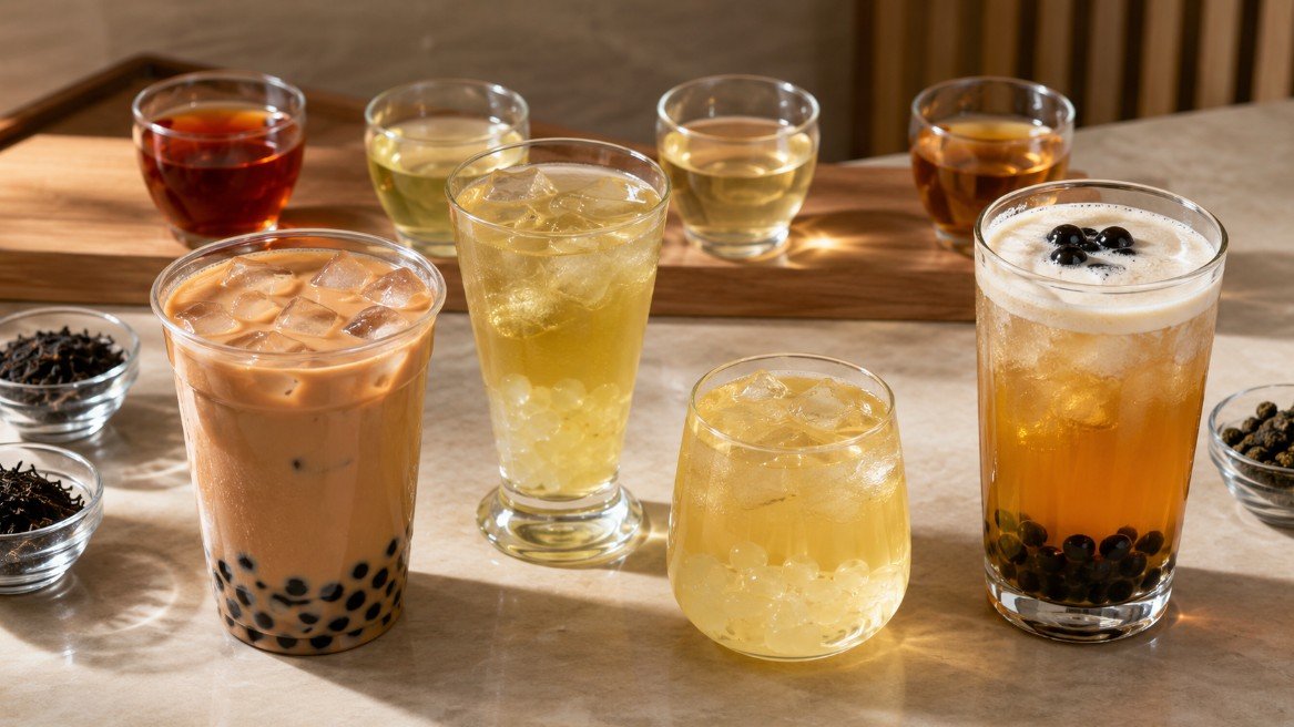 Best tea for boba with black tea, green tea, jasmine tea and oolong bubble tea drinks