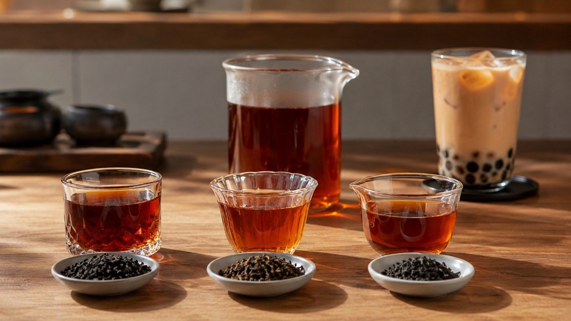 Black tea for boba with Assam, Ceylon and blended black tea samples