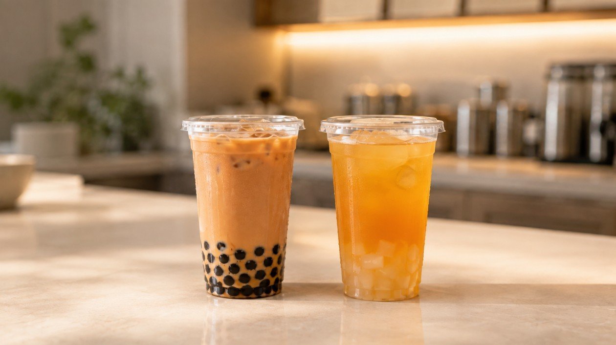 Classic milk tea and fruit tea prepared as approachable first bubble tea orders