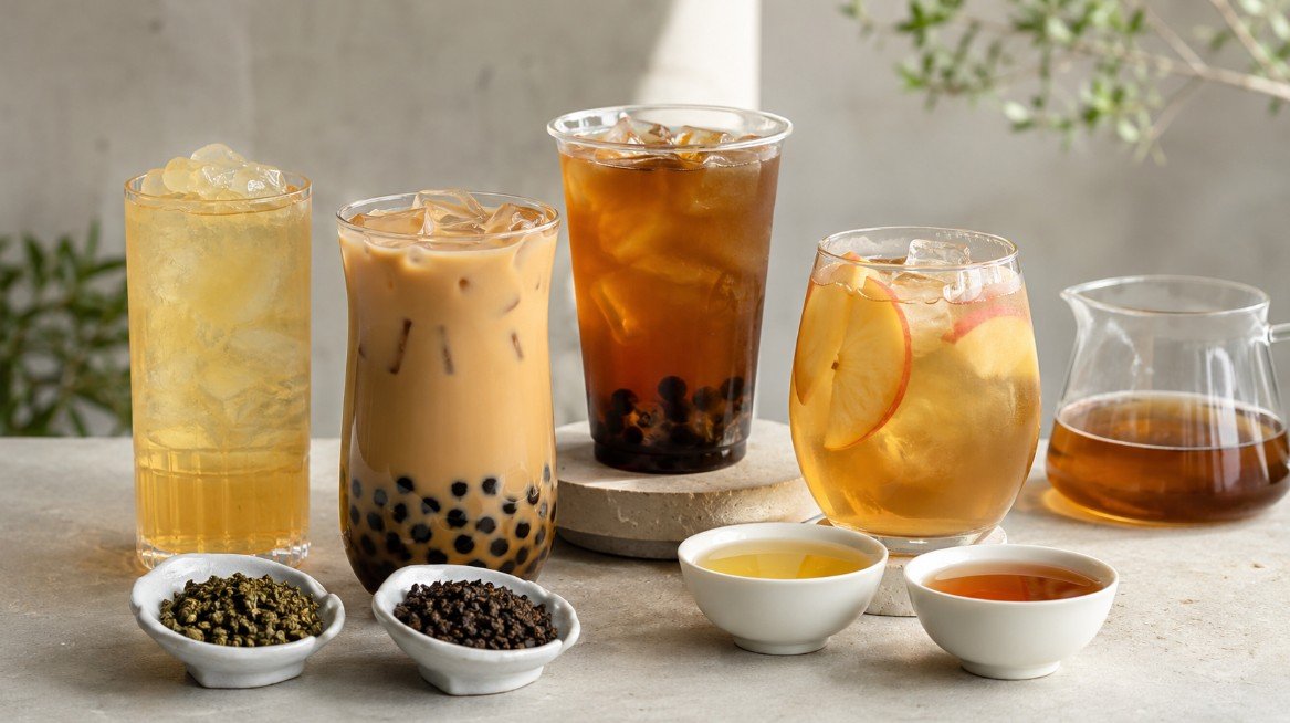 Oolong tea for boba with roasted oolong milk tea, clear oolong tea drinks and brewed oolong comparison